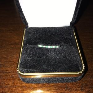 diamond & emerald eternity ring band white gold